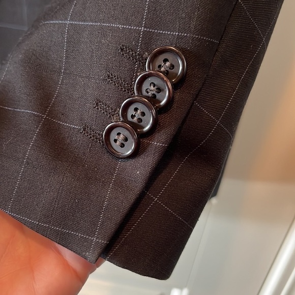 CERUTTI 1881 Italian suit jacket dark gray/ black blue windowpane tag Italian 52 - Picture 10 of 15